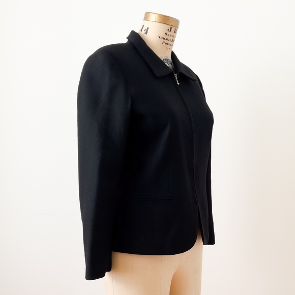 Vintage Hourglass Black Wool Blazer - 8 Petite Corpcore Capsule Old Money - Picture 7 of 9
